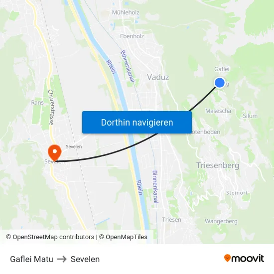 Gaflei Matu to Sevelen map
