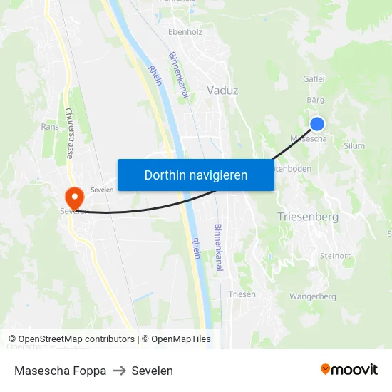 Masescha Foppa to Sevelen map