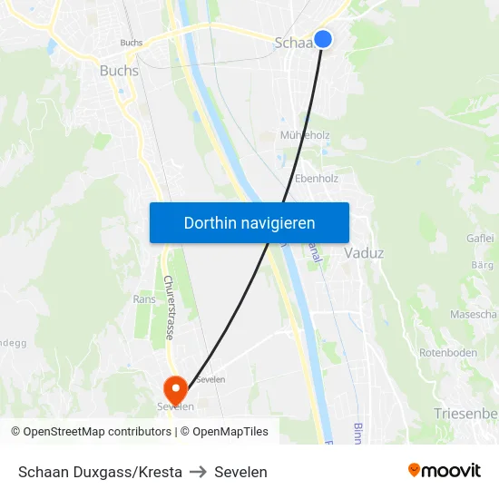 Schaan Duxgass/Kresta to Sevelen map