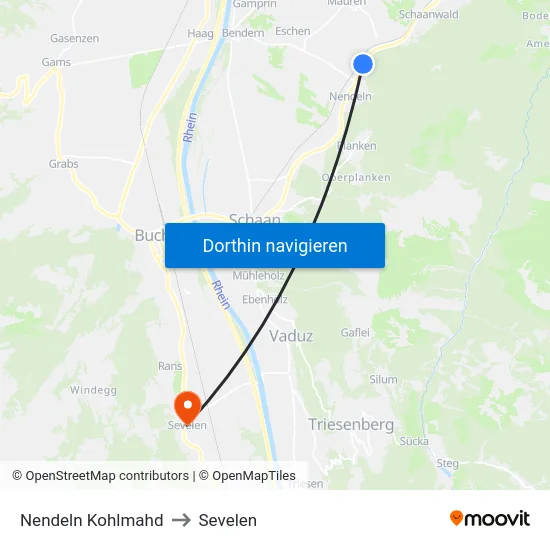 Nendeln Kohlmahd to Sevelen map