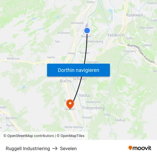 Ruggell Industriering to Sevelen map