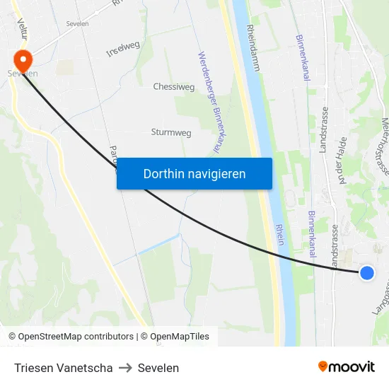 Triesen Vanetscha to Sevelen map