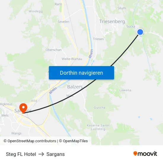 Steg FL Hotel to Sargans map