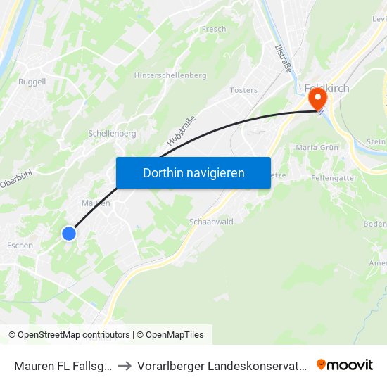 Mauren FL Fallsgass to Vorarlberger Landeskonservatorium map