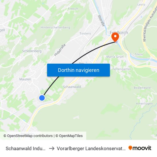 Schaanwald Industrie to Vorarlberger Landeskonservatorium map