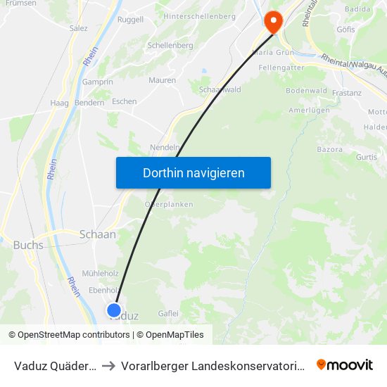 Vaduz Quäderle to Vorarlberger Landeskonservatorium map