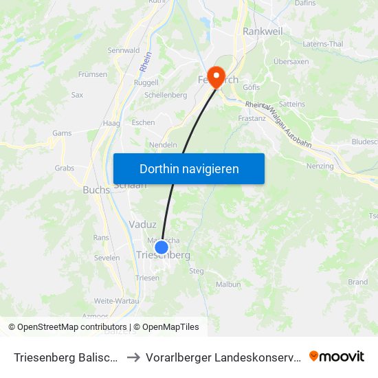 Triesenberg Balischguad to Vorarlberger Landeskonservatorium map