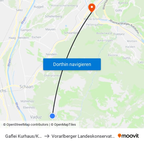 Gaflei Kurhaus/Klinik to Vorarlberger Landeskonservatorium map