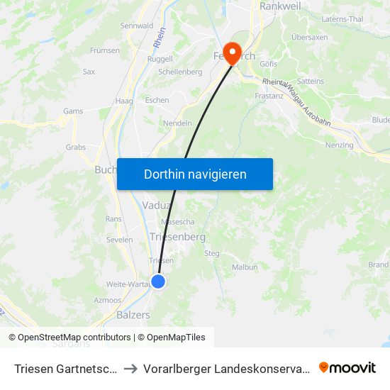 Triesen Gartnetschhof to Vorarlberger Landeskonservatorium map