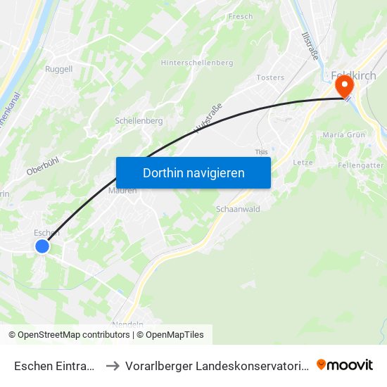 Eschen Eintracht to Vorarlberger Landeskonservatorium map