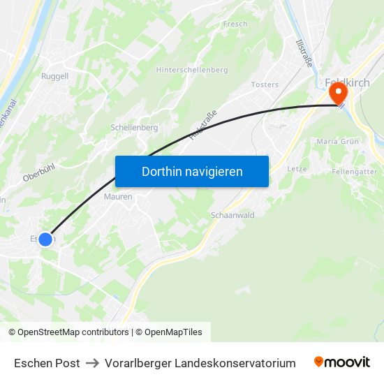 Eschen Post to Vorarlberger Landeskonservatorium map