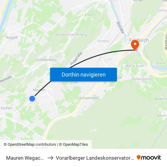 Mauren Wegacker to Vorarlberger Landeskonservatorium map