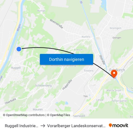 Ruggell Industriering to Vorarlberger Landeskonservatorium map