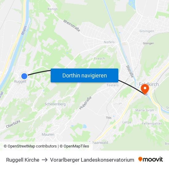 Ruggell Kirche to Vorarlberger Landeskonservatorium map