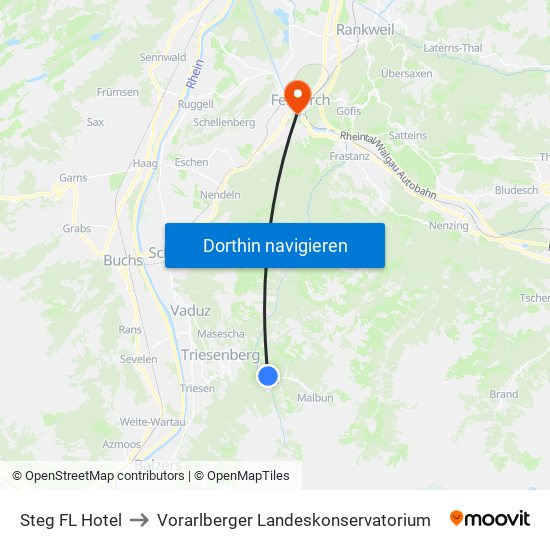 Steg FL Hotel to Vorarlberger Landeskonservatorium map