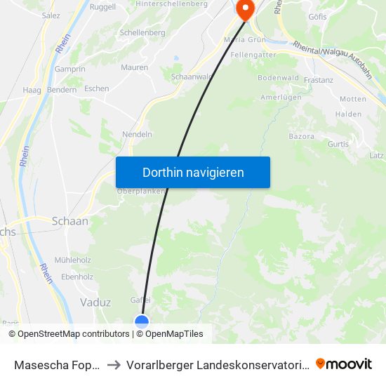 Masescha Foppa to Vorarlberger Landeskonservatorium map