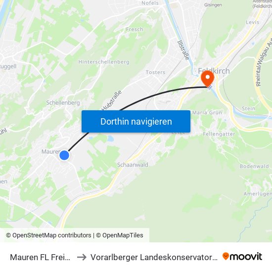 Mauren FL Freihof to Vorarlberger Landeskonservatorium map
