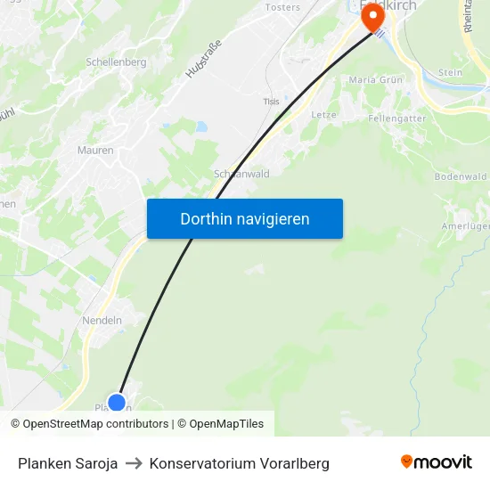 Planken Saroja to Konservatorium Vorarlberg map