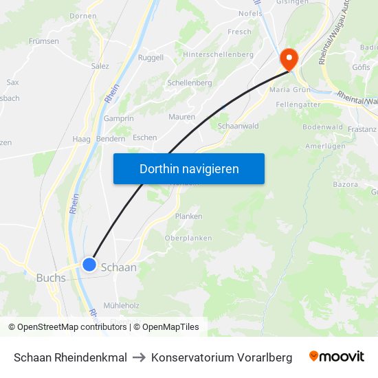 Schaan Rheindenkmal to Konservatorium Vorarlberg map