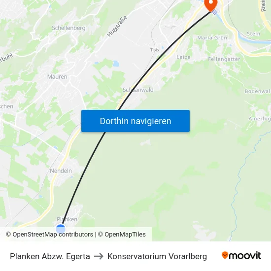 Planken Abzw. Egerta to Konservatorium Vorarlberg map
