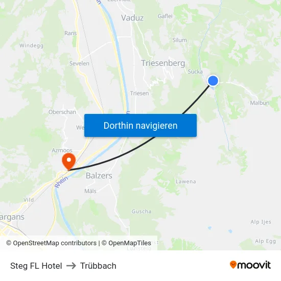 Steg FL Hotel to Trübbach map