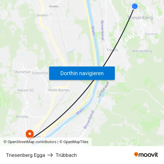 Triesenberg Egga to Trübbach map