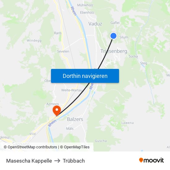 Masescha Kappelle to Trübbach map