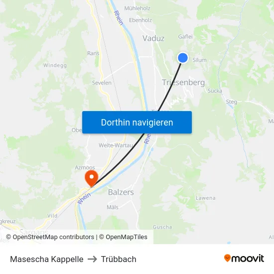Masescha Kappelle to Trübbach map