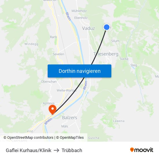 Gaflei Kurhaus/Klinik to Trübbach map