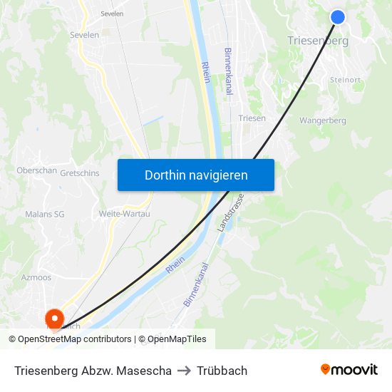 Triesenberg Abzw. Masescha to Trübbach map