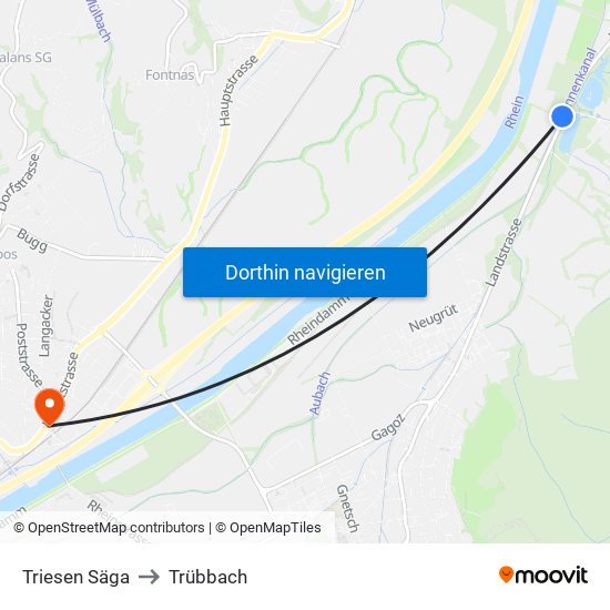 Triesen Säga to Trübbach map