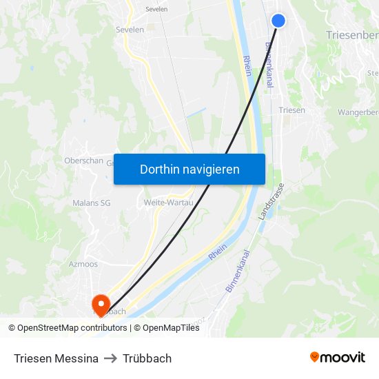 Triesen Messina to Trübbach map