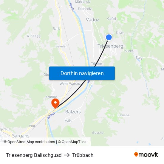 Triesenberg Balischguad to Trübbach map