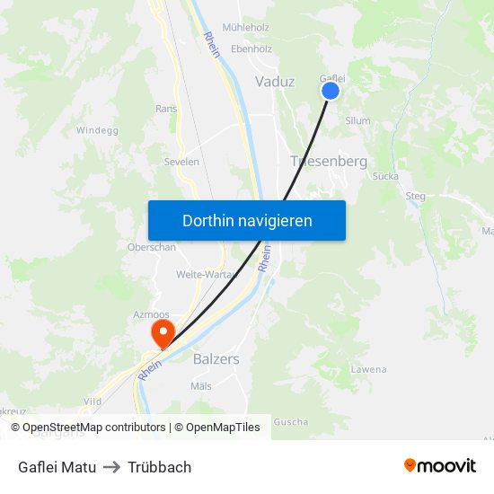 Gaflei Matu to Trübbach map