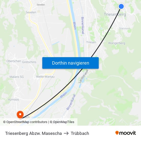 Triesenberg Abzw. Masescha to Trübbach map