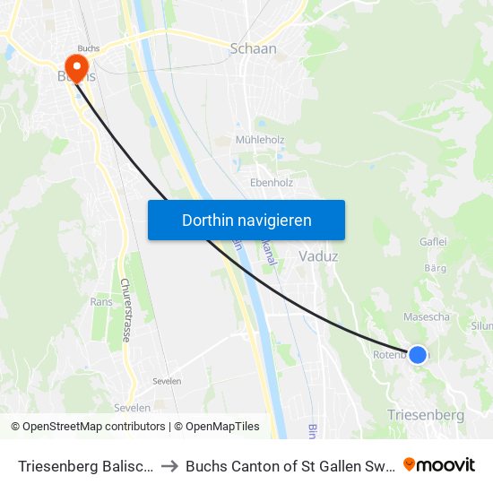 Triesenberg Balischguad to Buchs Canton of St Gallen Switzerland map