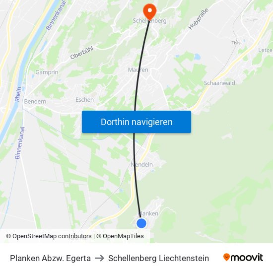 Planken Abzw. Egerta to Schellenberg Liechtenstein map