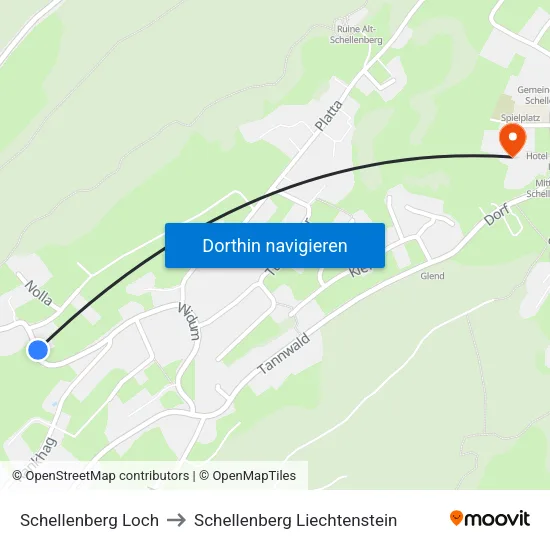 Schellenberg Loch to Schellenberg Liechtenstein map