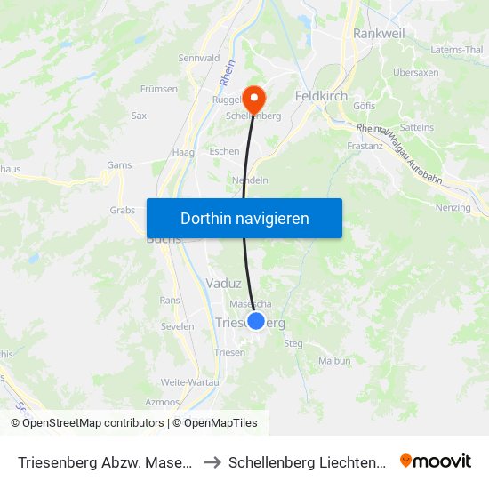 Triesenberg Abzw. Masescha to Schellenberg Liechtenstein map