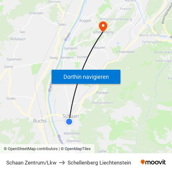 Schaan Zentrum/Lkw to Schellenberg Liechtenstein map