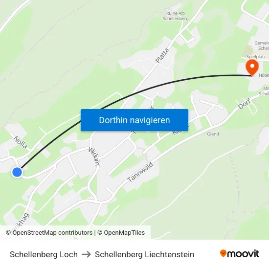 Schellenberg Loch to Schellenberg Liechtenstein map