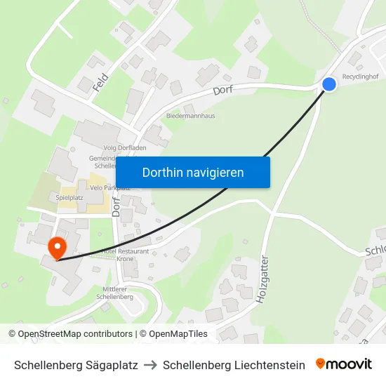 Schellenberg Sägaplatz to Schellenberg Liechtenstein map