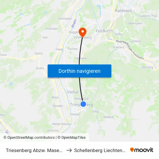 Triesenberg Abzw. Masescha to Schellenberg Liechtenstein map