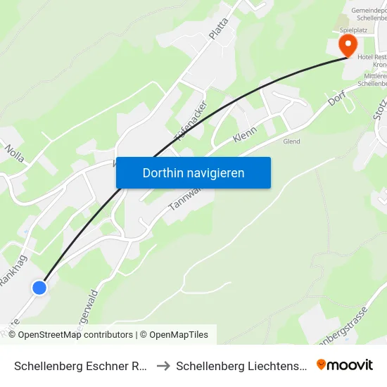 Schellenberg Eschner Rütte to Schellenberg Liechtenstein map
