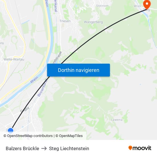 Balzers Brückle to Steg Liechtenstein map