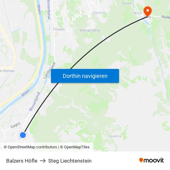 Balzers Höfle to Steg Liechtenstein map
