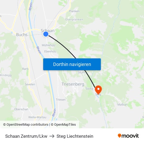 Schaan Zentrum/Lkw to Steg Liechtenstein map
