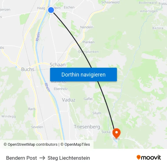 Bendern Post to Steg Liechtenstein map