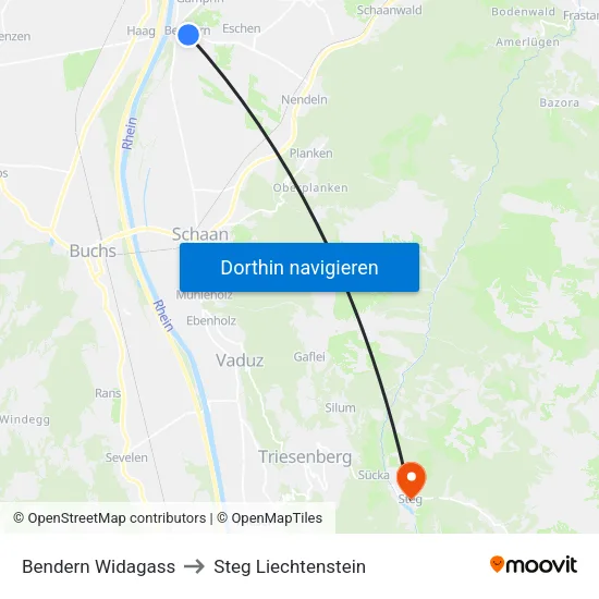 Bendern Widagass to Steg Liechtenstein map