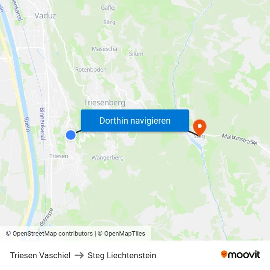 Triesen Vaschiel to Steg Liechtenstein map